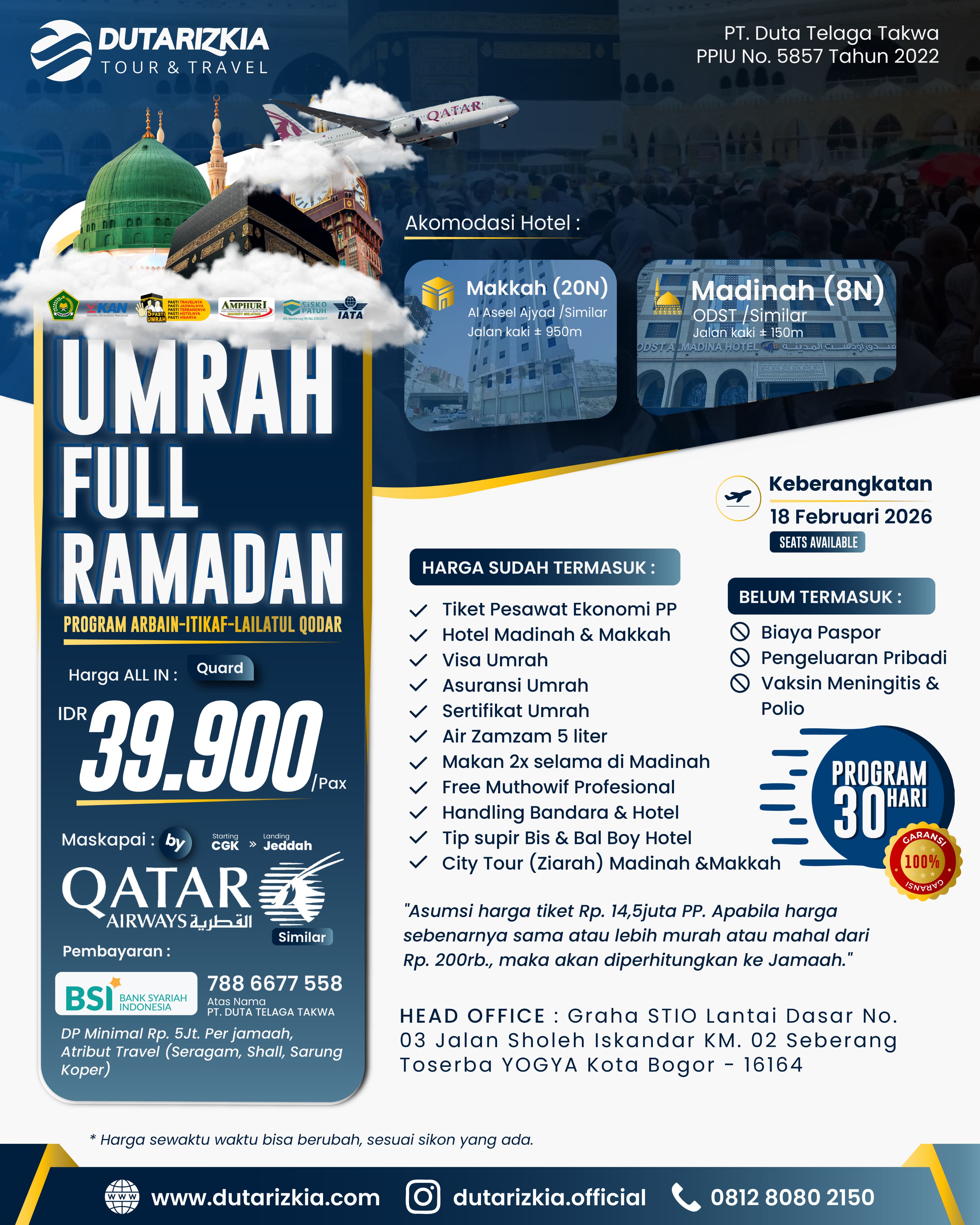 UMRAH FULL RAMADHAN 2026 (30 HARI)